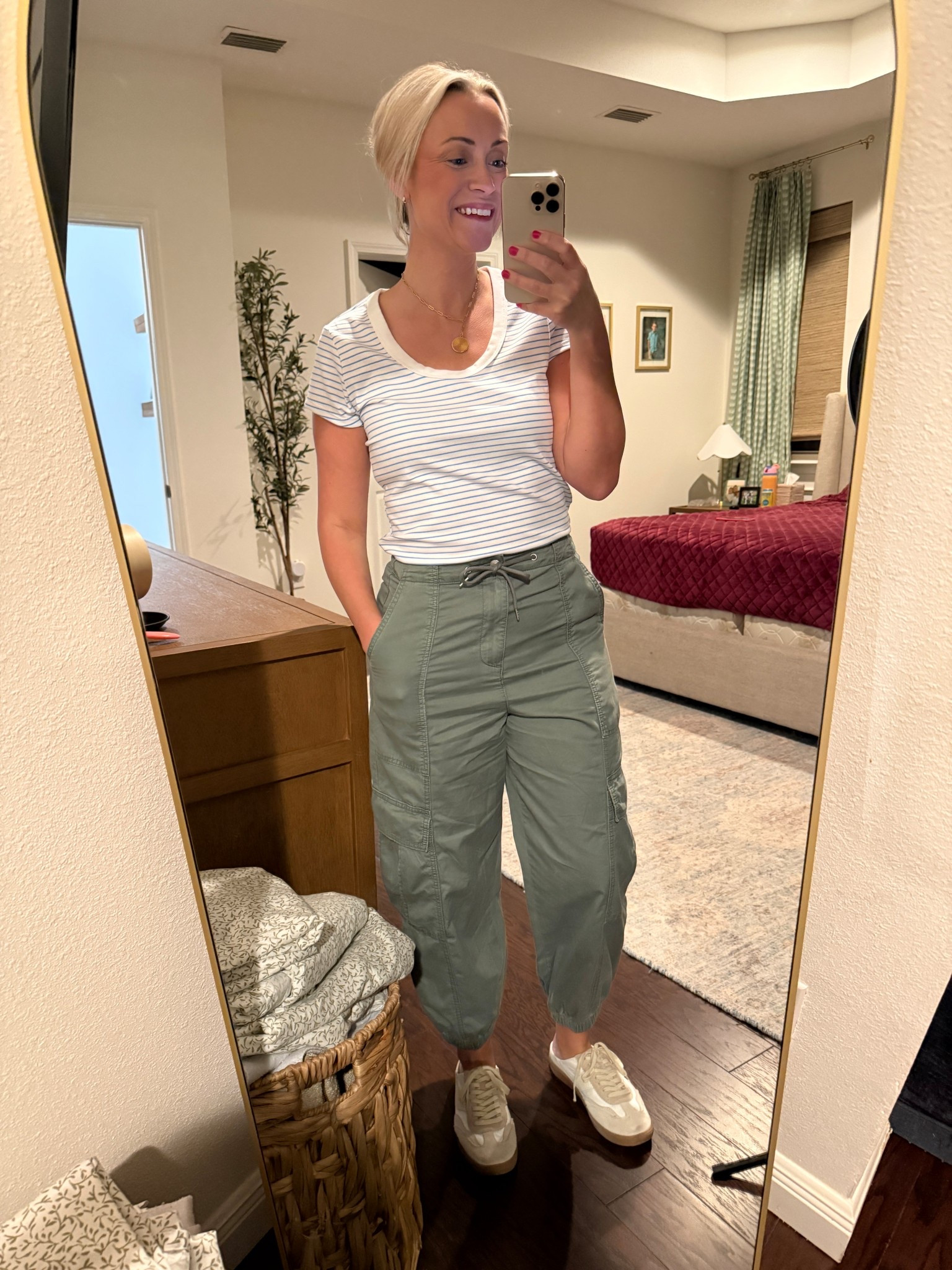 The pants run big! Size down 1 size. 