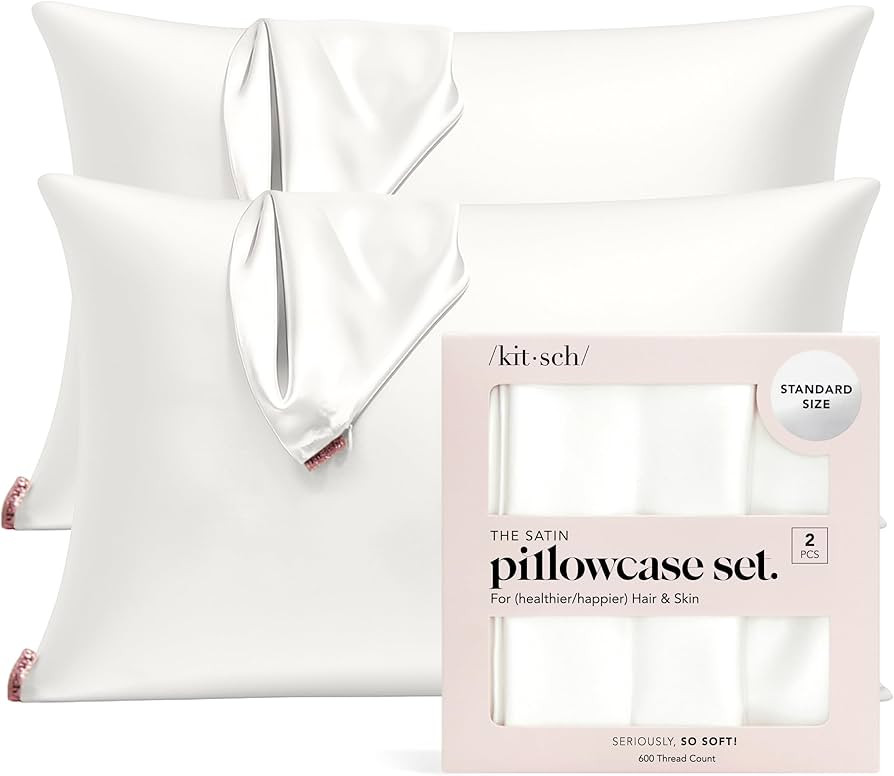 Kitsch Satin Pillowcase with Zipper for Hair & Skin - Softer Than Silk Pillow Cases, Smooth Cooli... | Amazon (US)