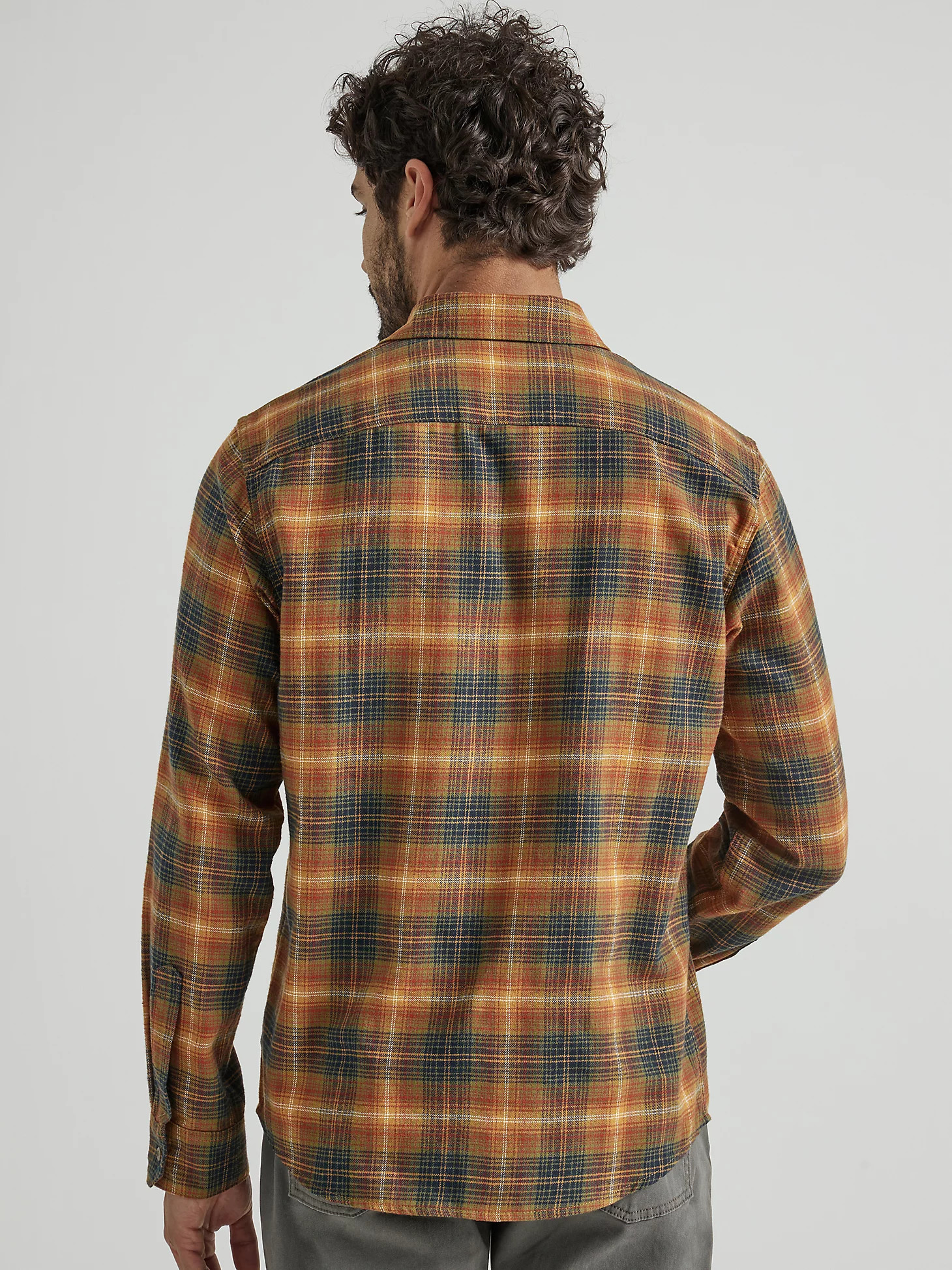Men's Brushed Flannel Shirt in Burnt Henna Orange | Wrangler
