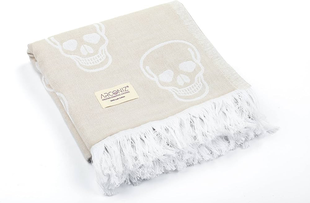 Skull Beach Towel - Double Sided XL Turkish Beach Towels, 100% Cotton, Soft, Absorbent, Quick Dry... | Amazon (US)