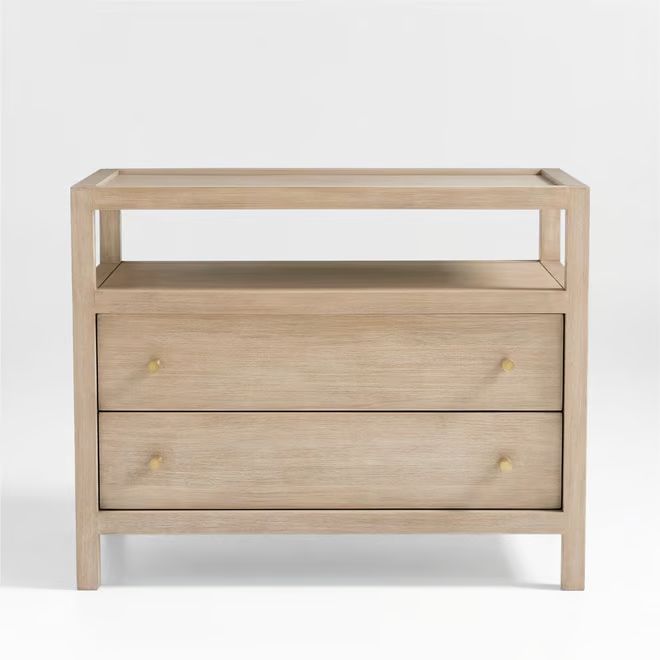 Keane Weathered Natural Wood Charging Nightstand + Reviews | Crate & Barrel | Crate & Barrel