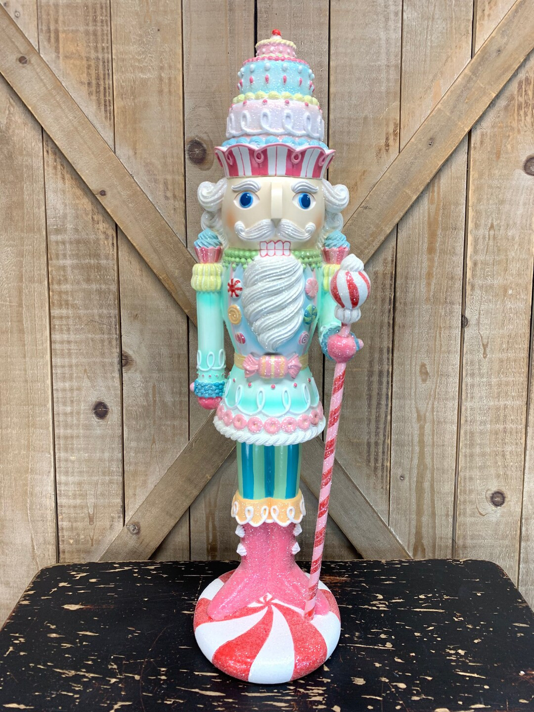 Candy Nutcracker With Staff 22 Inch Resin Nutcracker - Etsy | Etsy (US)