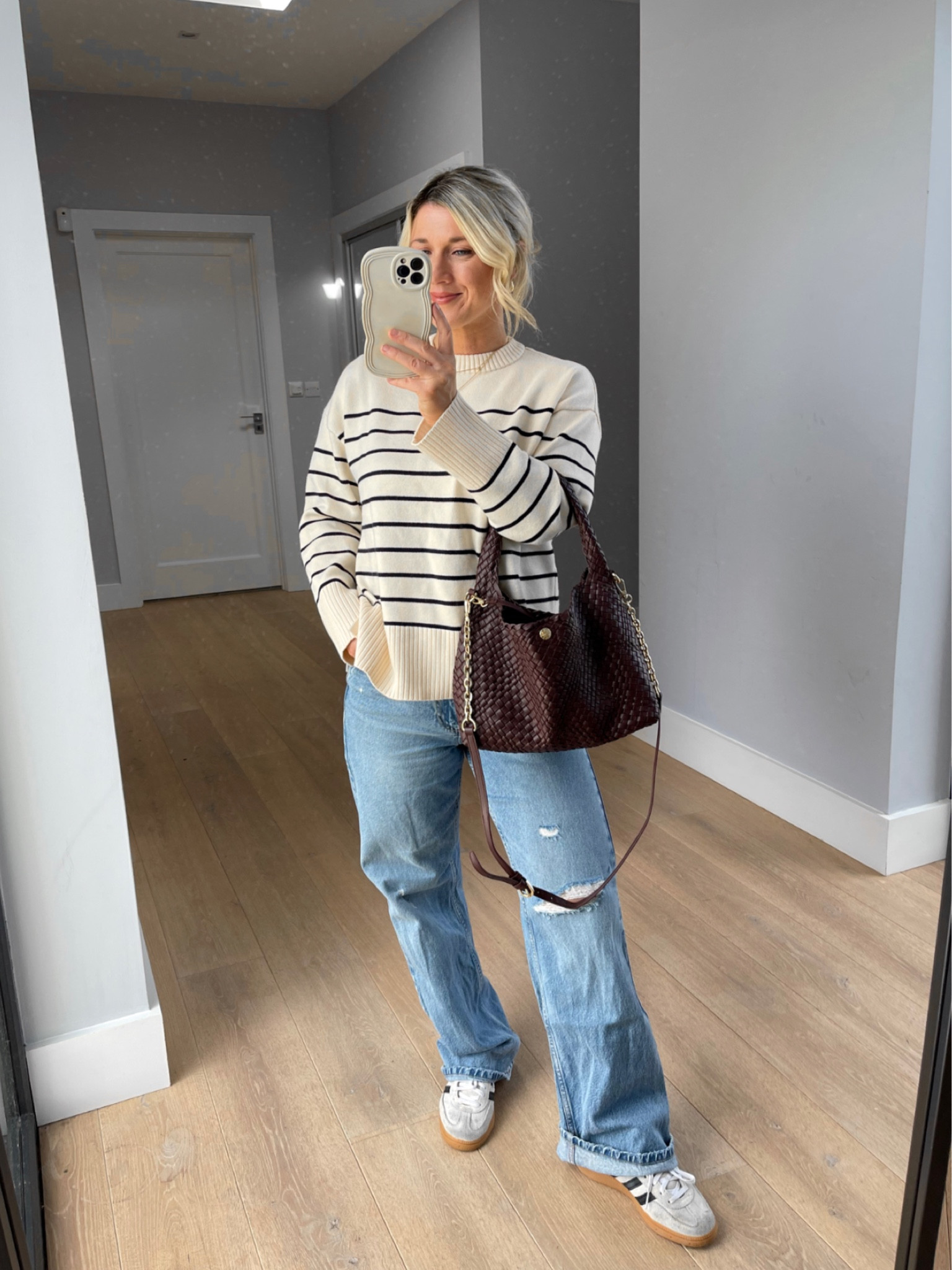 Casual Sunday look 

Stripe jumper @zara ( old season) similar linked 
Jeans @riverisland 
Bag @dune 
Runner @adidas Spezials 

#LTKstyletip #LTKeurope #LTKireland