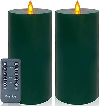 Evenice Flickering Flameless Candle, 4" x 8" Large Real Wax Candles, Moving Flame Glow Candles wi... | Amazon (US)