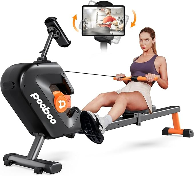 pooboo rowing machine, Max 350 LBS Magnetic Rower with LCD Monitor, Tablet Holder, Upgraded Rowin... | Amazon (US)