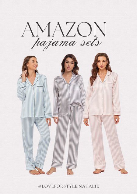 Amazon Pajama Sets  | satin striped pajamas | valentine’s day | long sleeve pajama sets 

#LTKsalealert #LTKSeasonal #LTKfindsunder50