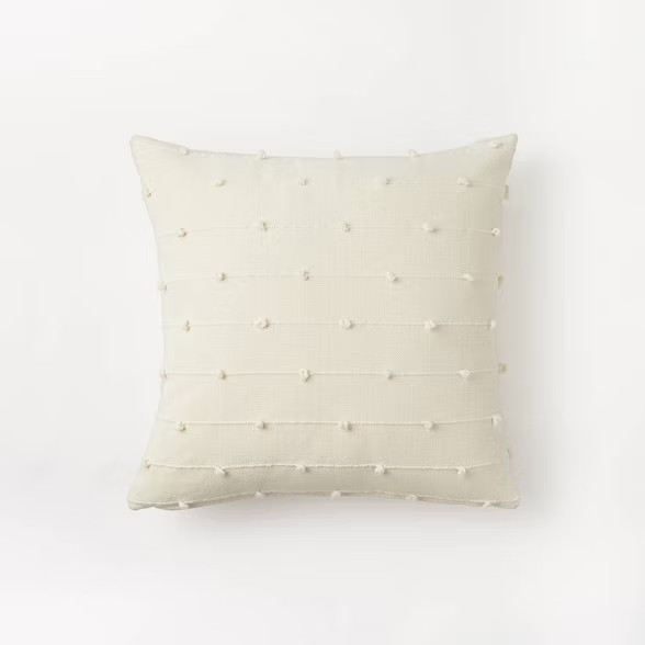 Textured Loop Square Throw Pillow Cream - Threshold™ designed with Studio McGee | Target