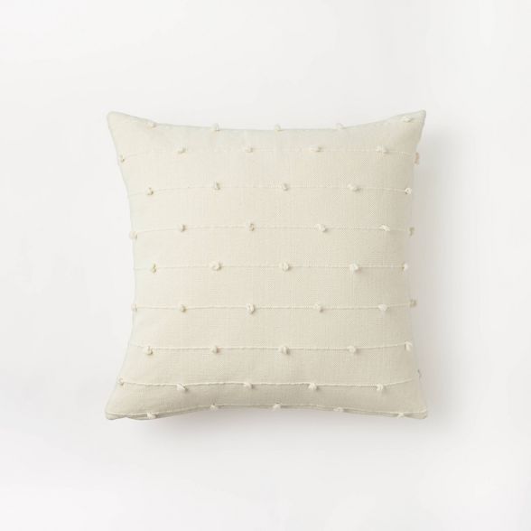 Textured Loop Square Throw Pillow Cream - Threshold™ designed with Studio McGee | Target