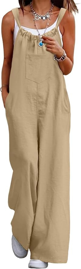 Muchpow Jumpsuits for Women Sleeveless Casual Summer Outfits Beach Vacation Trendy Overalls Jumpe... | Amazon (US)