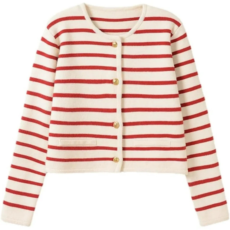 Kukuzhu Striped Cardigans for Women Tweed Jacket Women Stripe Sweater Women Aesthetic Clothes Kni... | Walmart (US)