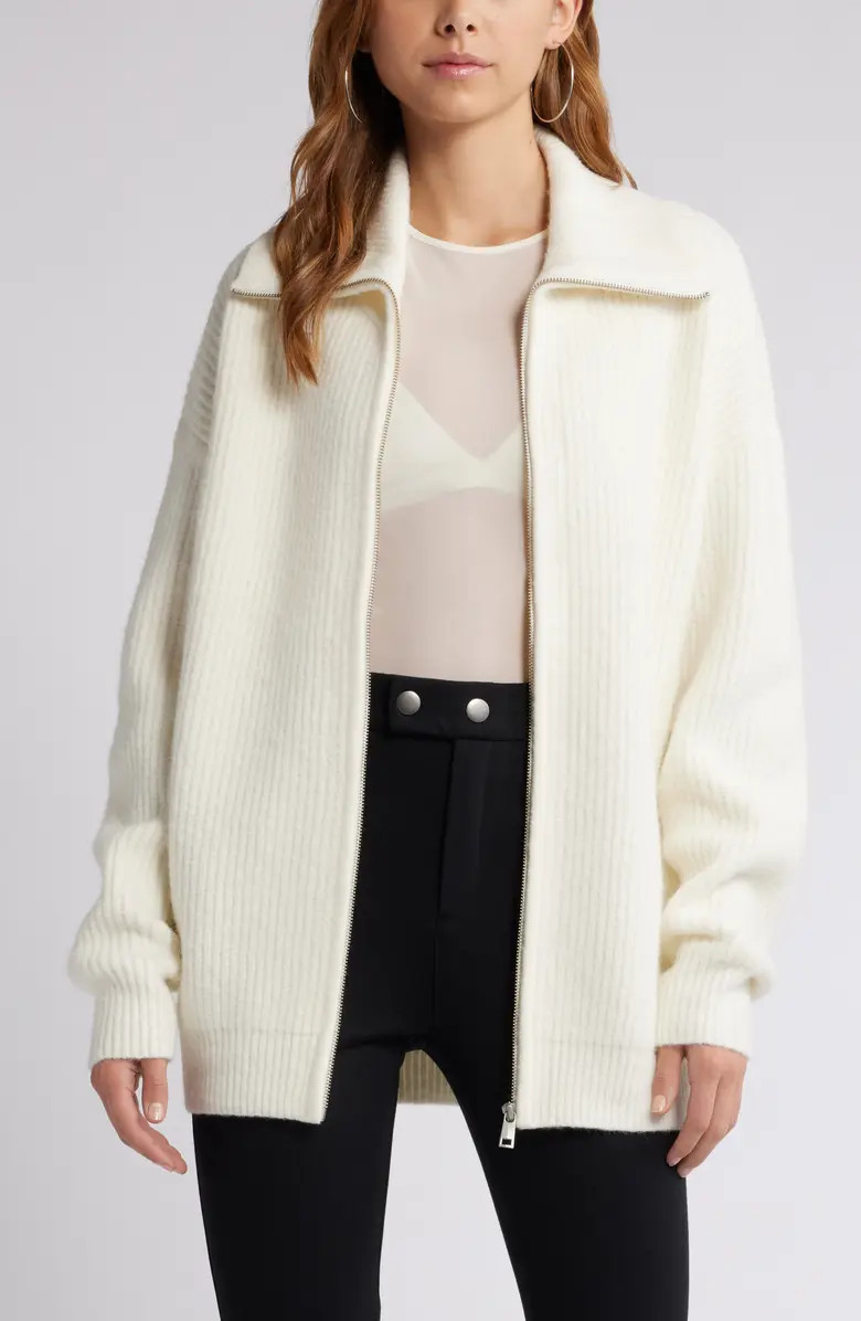 Oversize Rib Zip Sweater | Nordstrom