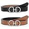 Women Reversible Leather Belt for Jeans Pants Fashion Ladies Belt with Gold Buckle | Amazon (US)