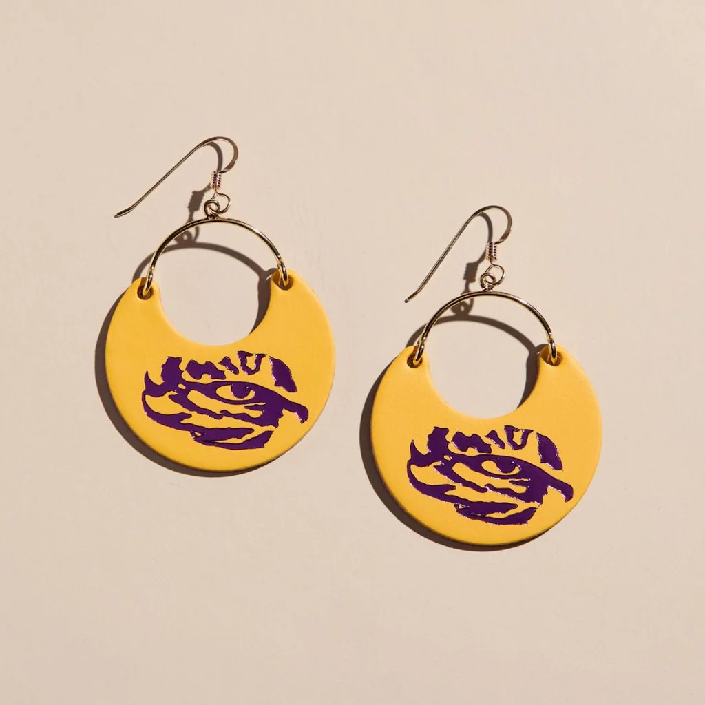 Gold LSU Tiger Eye Nina | Nickel and Suede