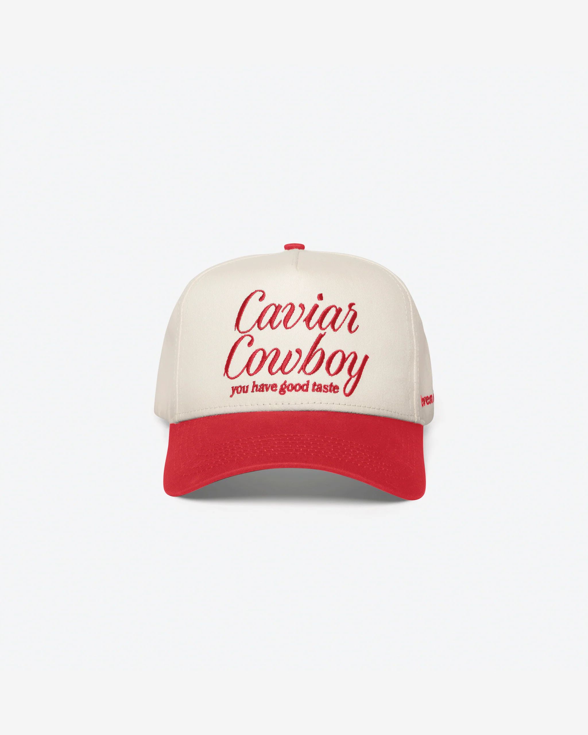Caviar Cowboy Cap (Beige & Red) | Eleven Eleven