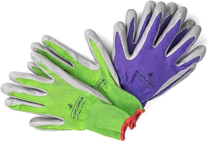 WILDFLOWER Tools Gardening Gloves for Women and Men - Nitrile Coating for Protection (Medium, Pur... | Amazon (US)