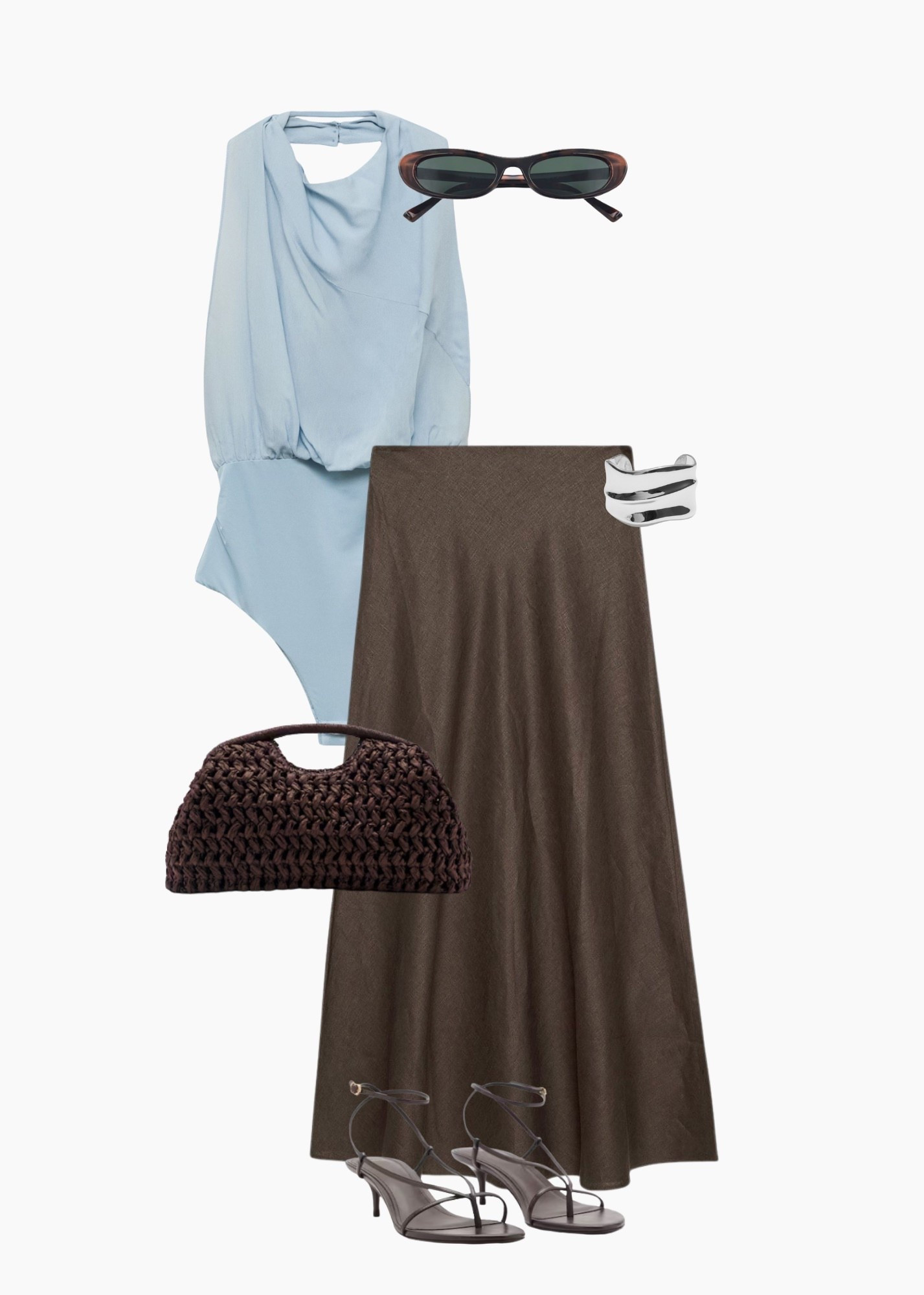 The Trending Combo 📁

Brown satin maxi skirt, going out outfit, smart casual, high street finds, summer neutrals, baby blue bodysuit 

#LTKuk #LTKstyletip #LTKsummer
