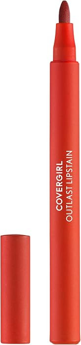 Covergirl Outlast Lipstain, 25 Tangelo, Smooth Application, Precise Pen-Like Tip, Transfer-Proof, Satin Stained Finish, Vegan Formula, 0.06oz | Amazon (US)