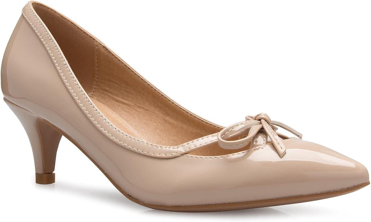Olivia K Women¡¯s Classic Closed Toe D'Orsay Bow Kitten Heel Pump | Dress, Work, Party Mid Heel... | Amazon (US)