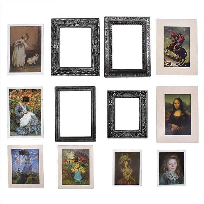 iLAND 1/12 Scale Accessories Dollhouse Picture Frames w/Classic Paintings | Amazon (US)