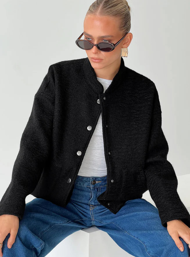 Stillar Bomber Jacket Black | Princess Polly US