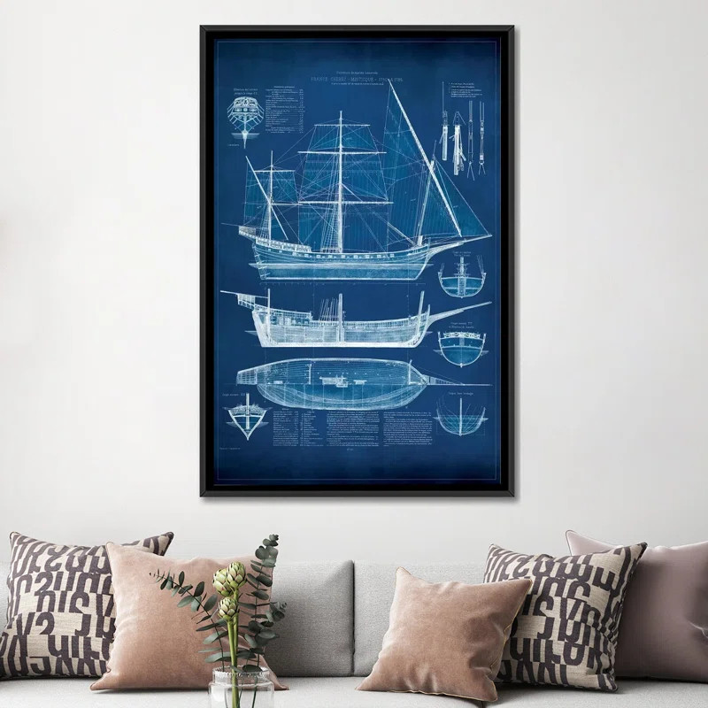Breakwater Bay " Antique Ship Blueprint I " | Wayfair North America