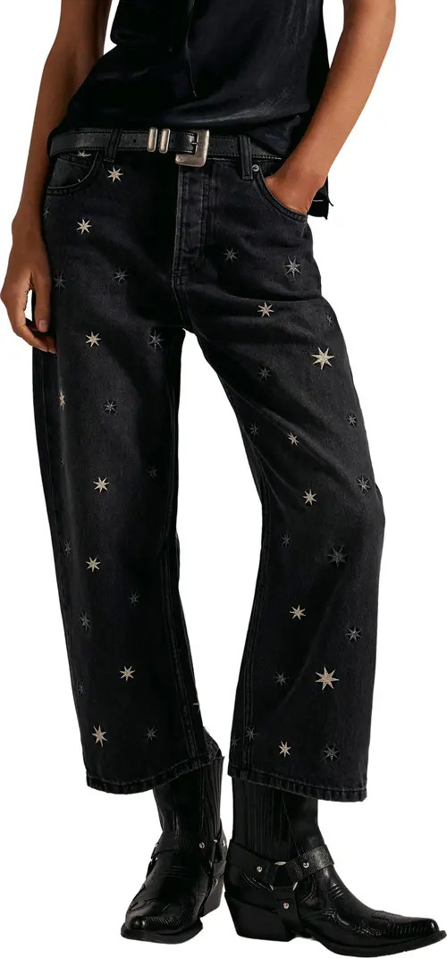 Deep Trance Embroidered Barrel Leg Jeans | Nordstrom