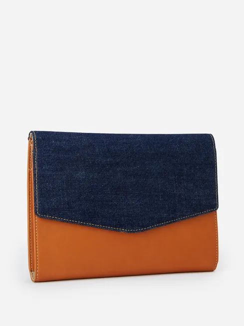 Michelle Leather and Denim Clutch | J.McLaughlin