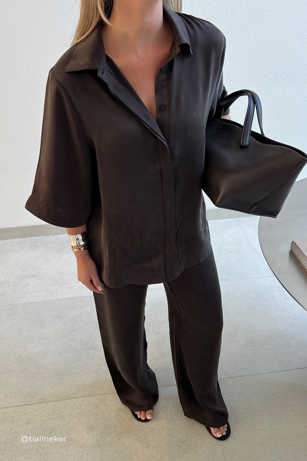 PERCY BITTER CHOC SILK SHIRT | DISSH