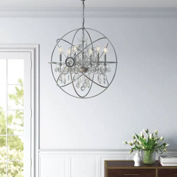 Budapest 6 - Light Candle Style Globe Chandelier with Crystal Accents | Wayfair Professional