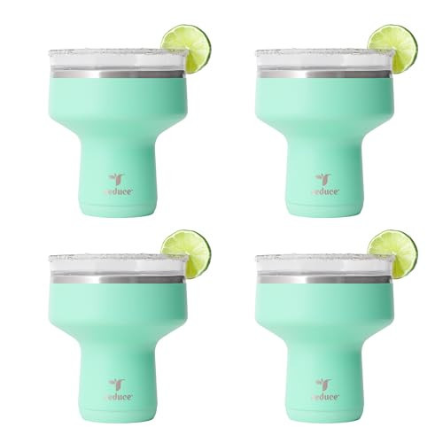 REDUCE Saltini 16oz Cocktail Tumbler - Insulated Margarita Tumbler with Lid - Keeps Drinks Cold for 10 Hours-360 Sippable Martini Glass Alternative-Shatterproof Perfect for Parties- Saltwater - 4 Pack | Amazon (US)
