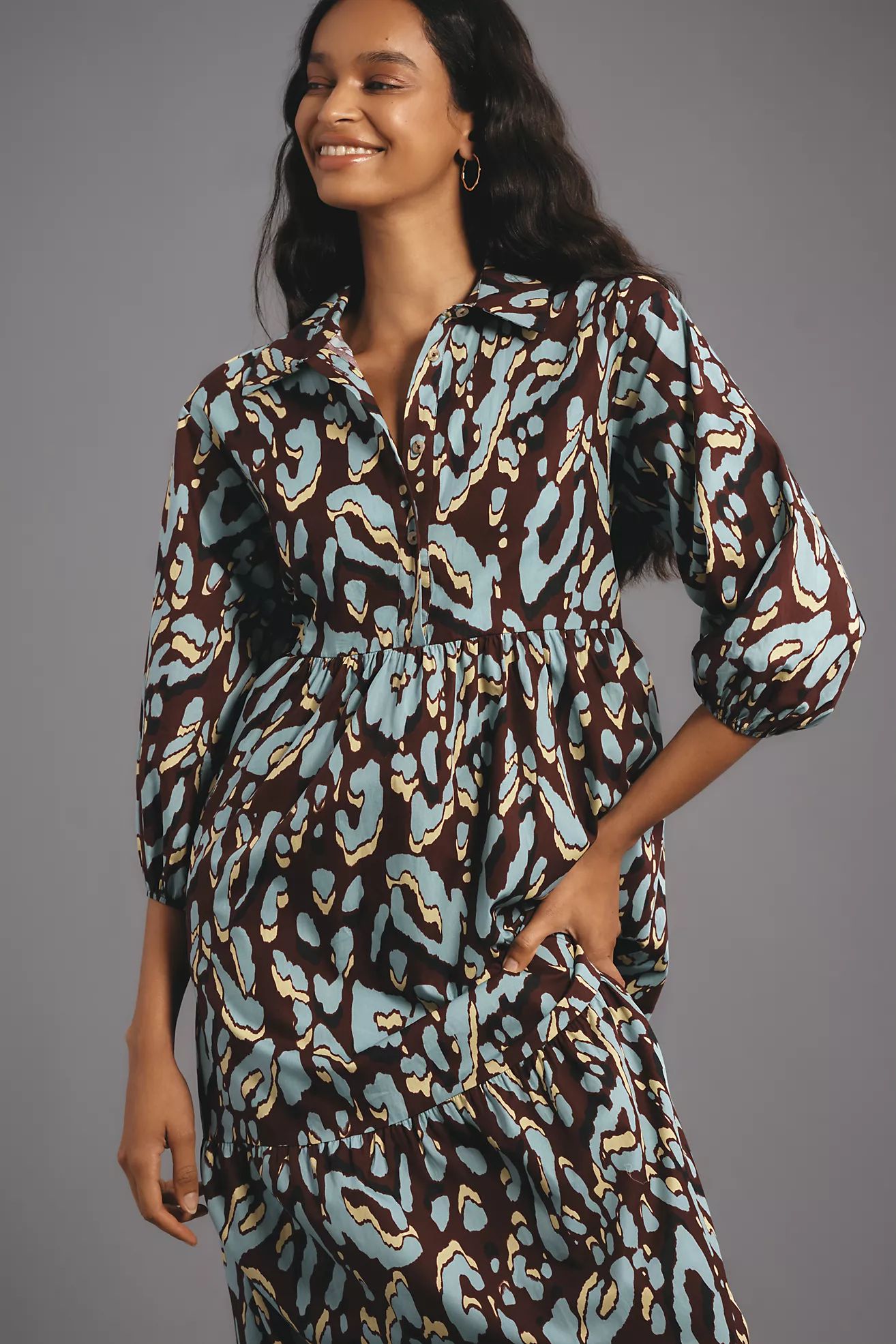 The Bettina Tiered Shirt Dress by Maeve | Anthropologie (US)