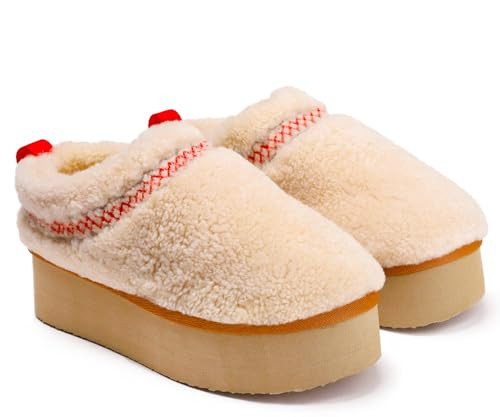 Roodobeck Platform Slippers for Women Mini Boots Plush Fleece Lining Fuzzy Slippers Slip on Short Ankle Comfy Thick Sole Fluffy Slippers with Memory Foam Insole | Amazon (US)