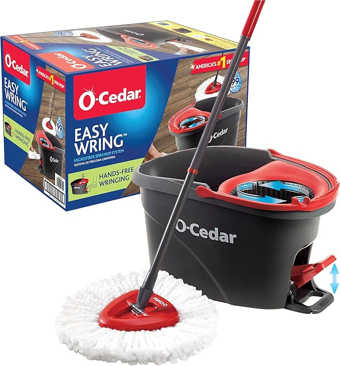 O-Cedar EasyWring Microfiber Spin Mop, Bucket Floor Cleaning System, Red, Gray, Standard | Amazon (US)