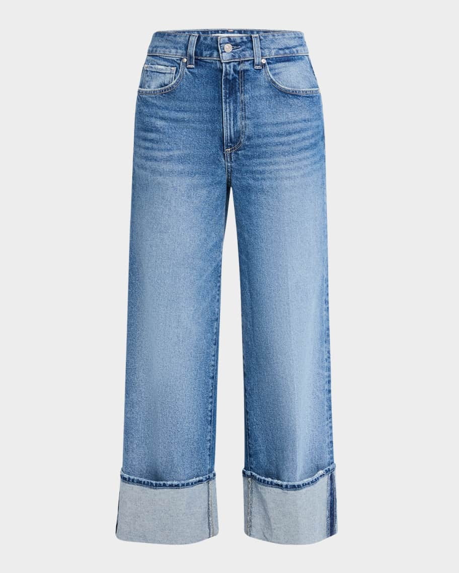 PAIGE Sasha Wide-Leg Ankle Jeans with Wide Cuff | Neiman Marcus