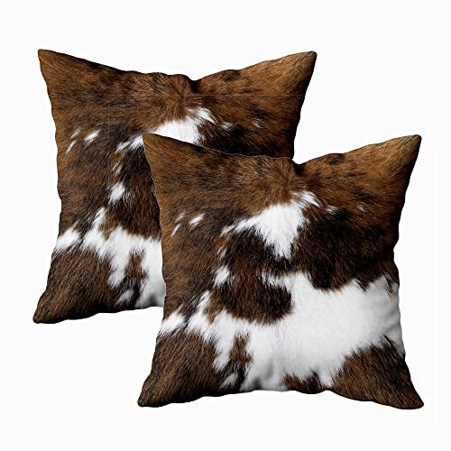 TOMWISH Pack of 2 Throw Pillow Covers Christmas Cowhide Printing Western 18x18 Pillow Cover,Decorative Throw Pillows Cushion Covers for Home Living Room Sofa Bedroom | Amazon (US)