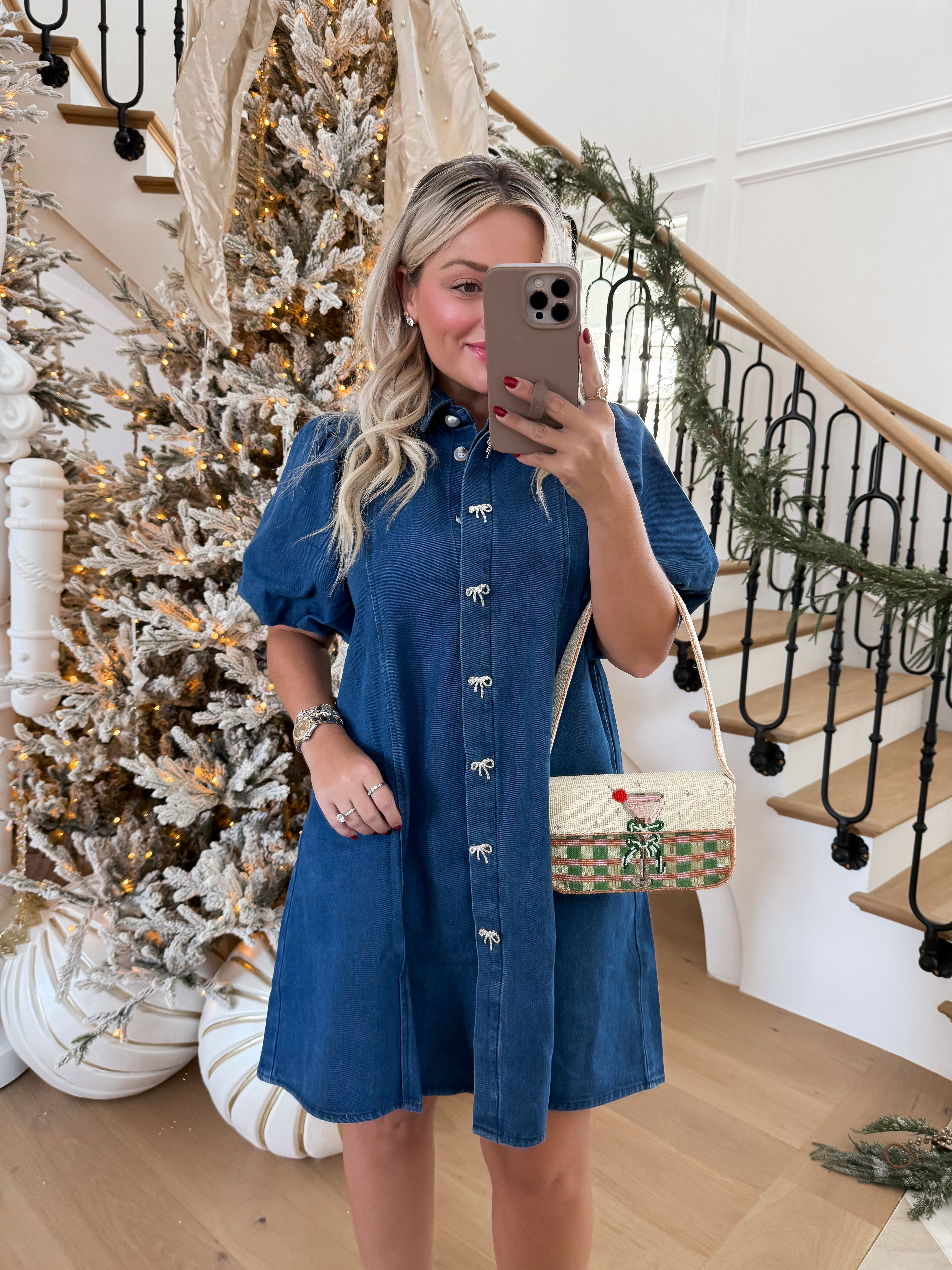 Amazon denim mini dress with bow buttons 

#LTKGiftGuide #LTKCyberWeek #LTKHoliday