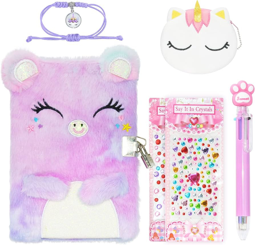 Sicbanna Cat Diary for Girls with lock and keys, Kids Journal School Travel Notebook Gift Set for... | Amazon (US)