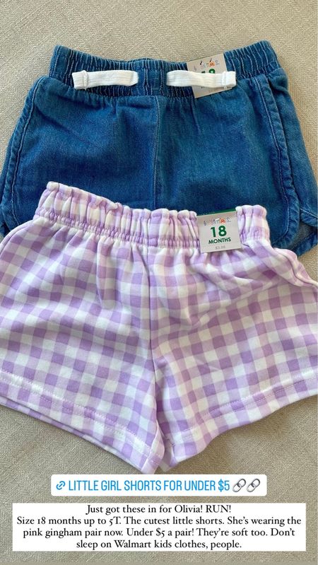 The cutest warm-weather baby and toddler clothes from Walmart! 
Affordable, Under $5 baby & toddler girl shorts for spring and summer 
Elastic waistband children shorts in gingham and denim. Run tts 


#LTKkids #LTKfindsunder50 #LTKbaby