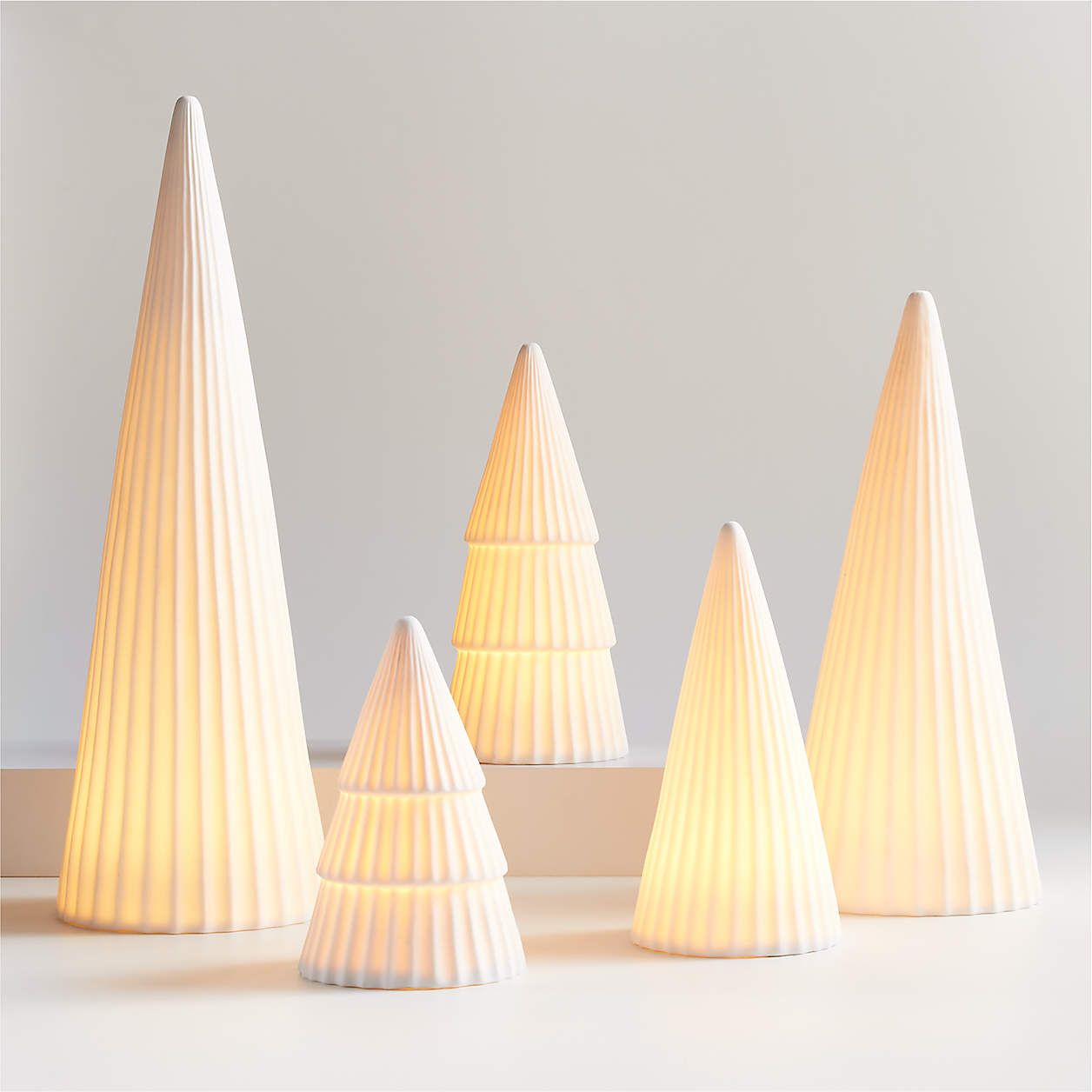 LED Extra-Small White Porcelain Christmas Tree Decorative Object | Crate & Barrel | Crate & Barrel