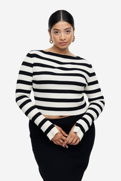 Rib-knit Crop Top - Black - Ladies | H&M US | H&M (US + CA)