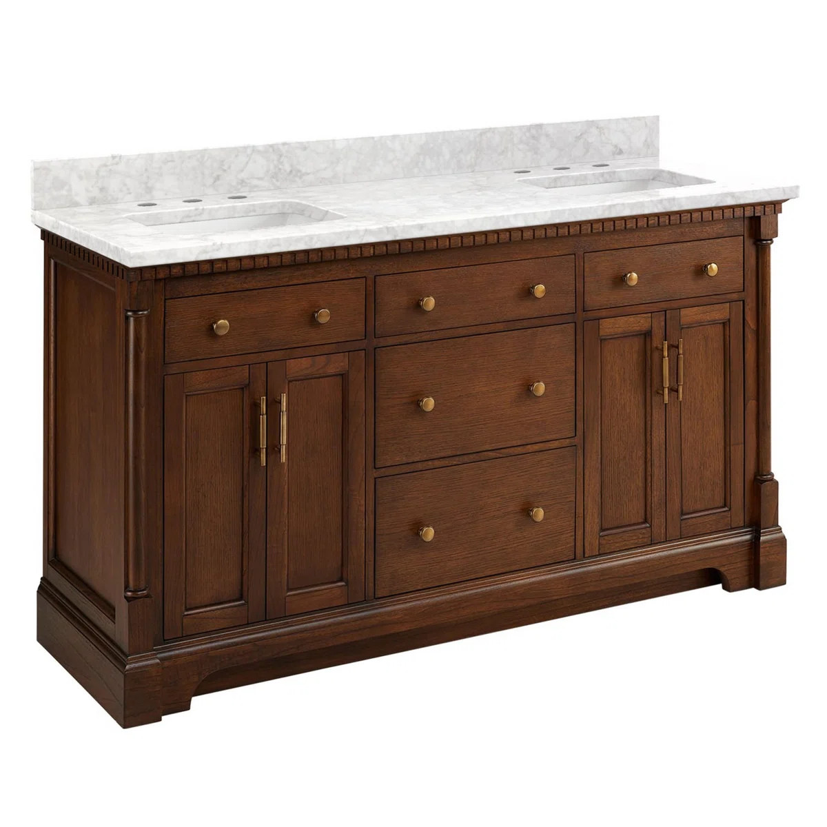 Claudia 60" Mahogany Double Basin Vanity Set with Cabinet, Vanity Top | Wayfair North America