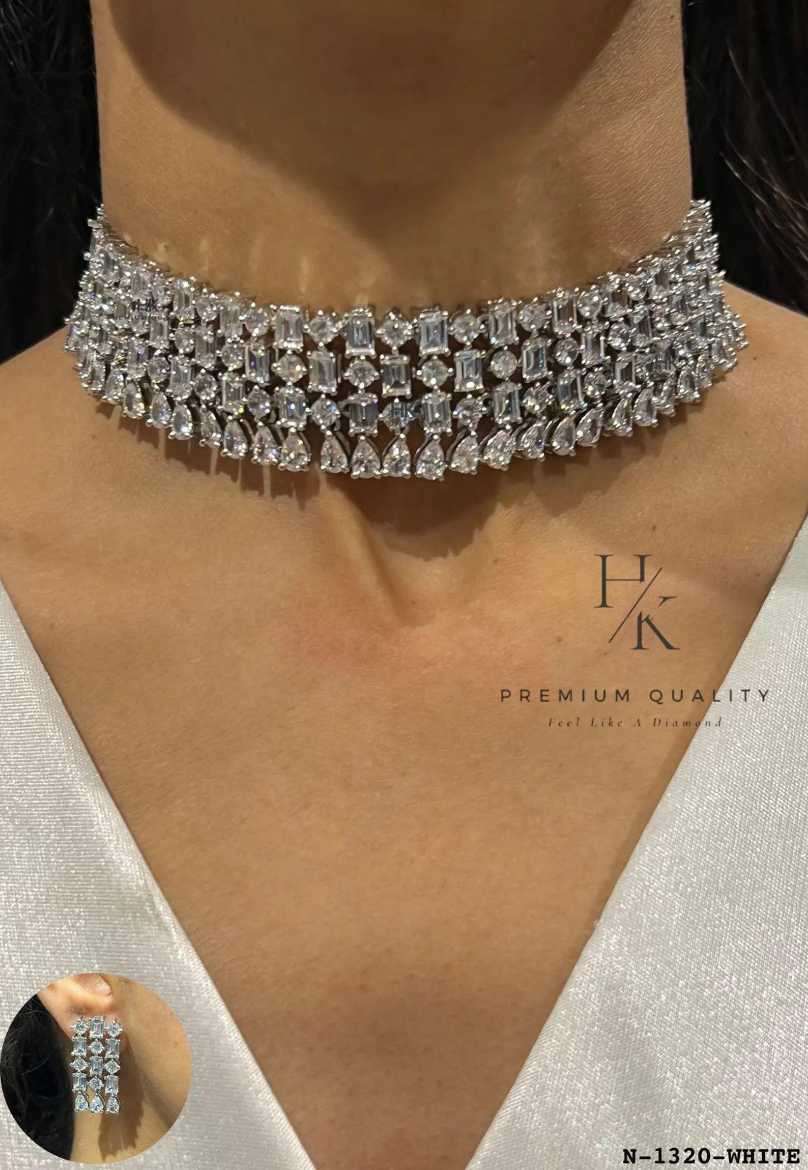 Luxury Triple-Layer American Diamond (CZ) Choker Set with Baguette & Teardrop Stones | Etsy (Global)