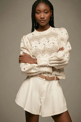 DOLAN Mock-Neck Lace Blouse | Anthropologie (US)