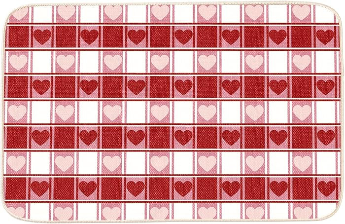 Larponder Valentines Door mat,Love Heart Pink red Plaid Front Doormat Indoor Entrance,Trap Dirt a... | Amazon (US)