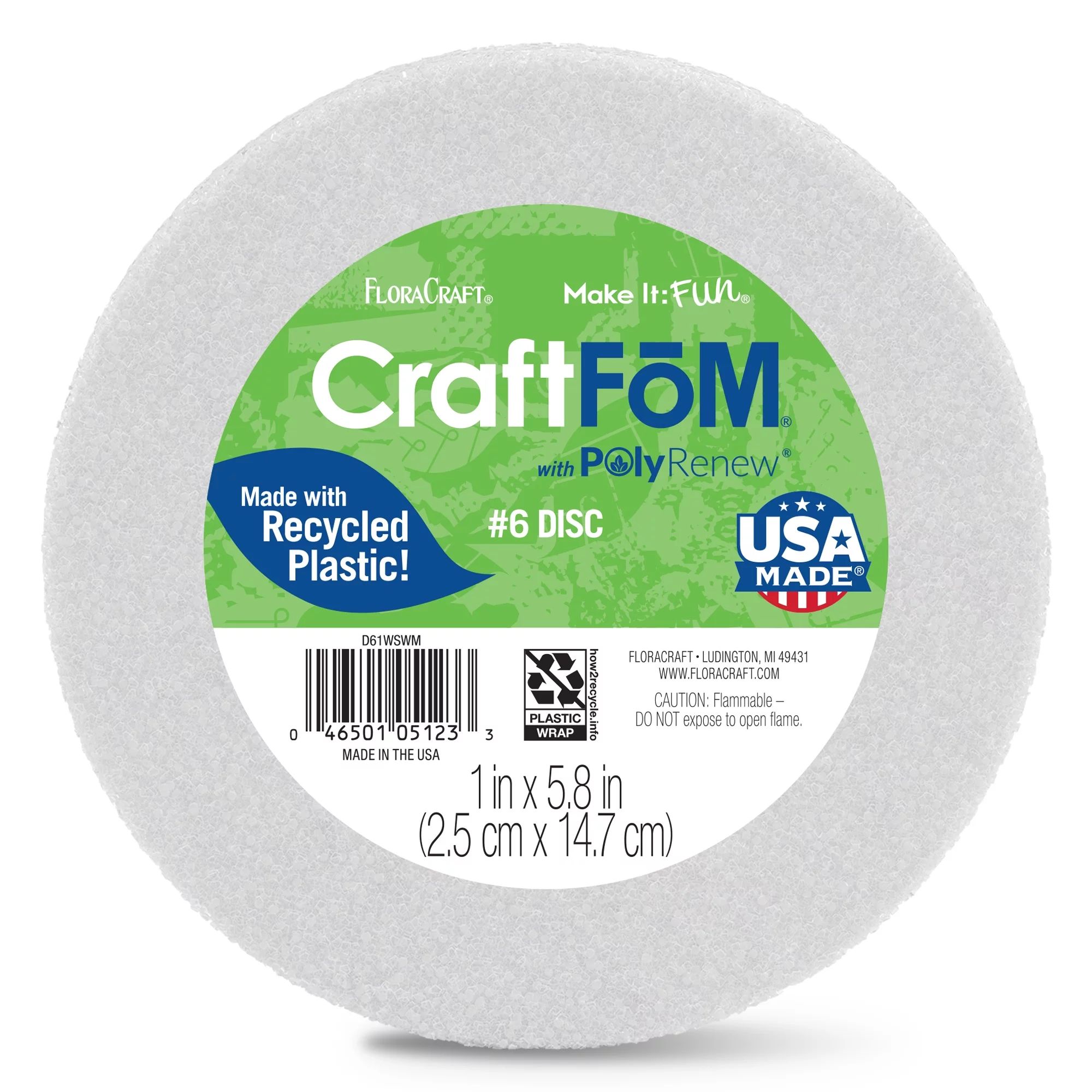 FloraCraft CraftFōM Disc 1 inch x 5.8 inch White | Walmart (US)