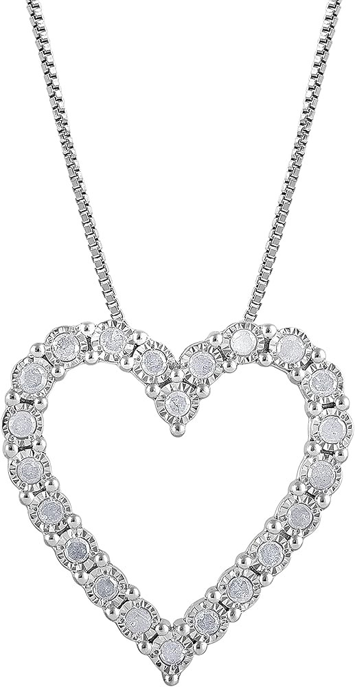 Round Diamond Pendant Necklace in Flash-plated Sterling Silver | Jewelry for Women | Amazon (US)