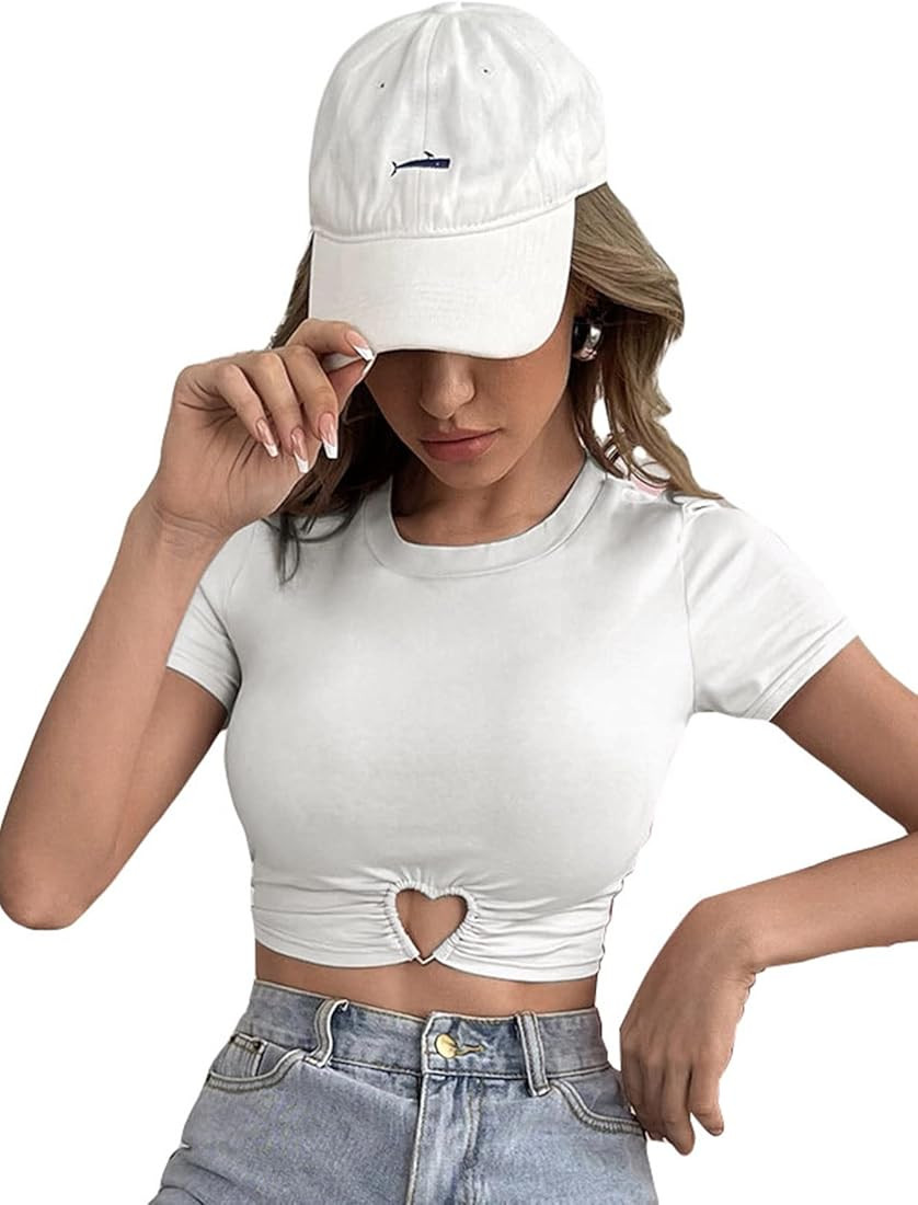 SOLY HUX Women's Summer Crop Top Short Sleeve T Shirt Cut Out Tee | Amazon (US)