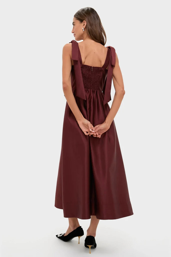 Oxblood Dupioni Bow Esme Dress | Tuckernuck (US)