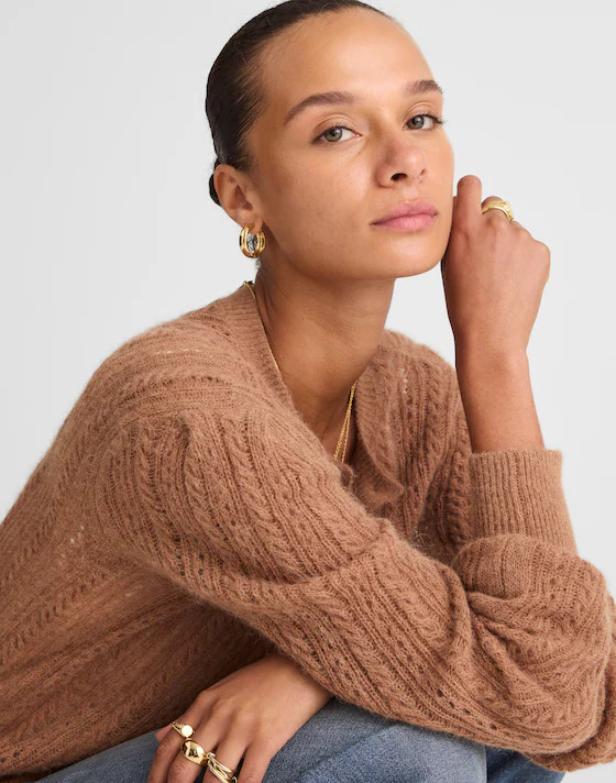 Pointelle-Stitch Cardigan in Alpaca Blend | Madewell | Madewell