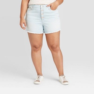 Women's Plus Size High-Rise Fray Hem Midi Jean Shorts - Universal Thread™ Light Wash | Target